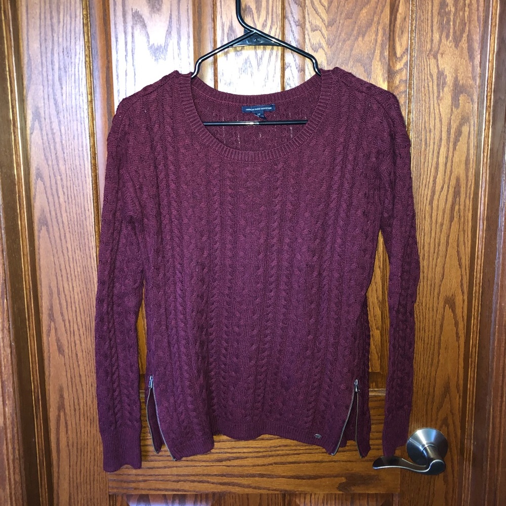 Maroon Sweater with Zipper Detailing